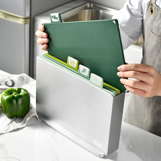 Cutting Boards for Kitchen Multifunctional Four-piece Set of Classified Cutting Boards Food Grade ABS Material Anti-slip Granules, Clear Icons Easy to Store & Clean, Ideal Kitchen Gift for Home Cooks