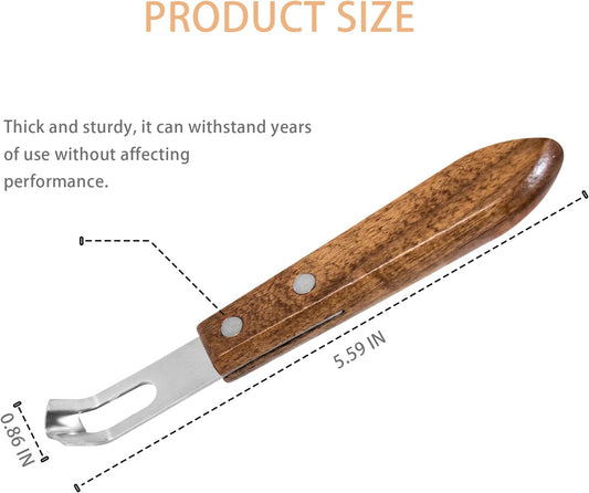 Channel Knife with Wooden Handle for Fruit and Vegetable, Tool for Decorating Cocktails, Desserts, and Salads