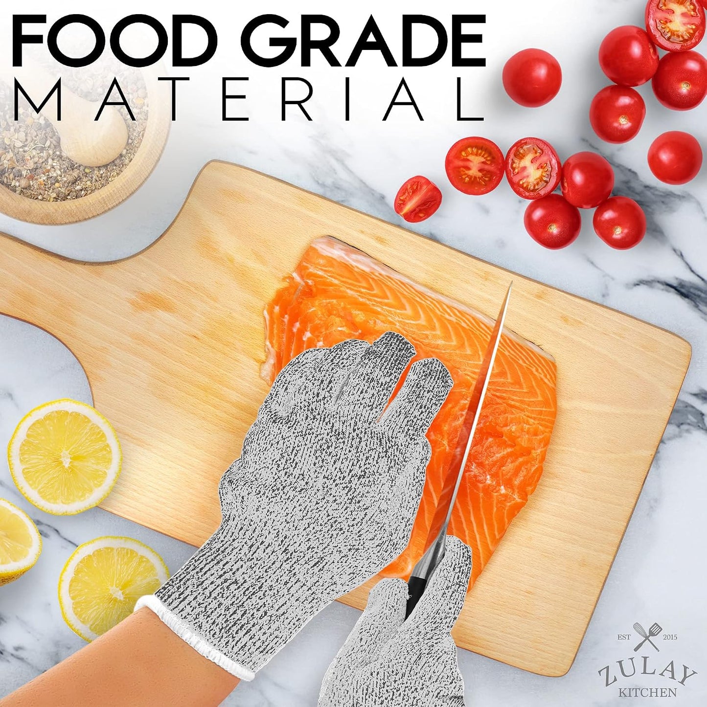 Zulay Cut Resistant Gloves Food Grade Level 5 Protection - Comfortable Safety Cutting Gloves - Cut Resistant Work Gloves