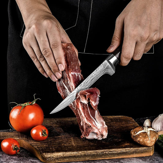 Boning Knife 6-inch High Carbon German Steel Flexible Fillet Knife for Fish – 6" Razor Sharp Deboning Knifves for Meat Poultry Chicken Cutting l Ergonomic Pakkawood Handle, Gift Box