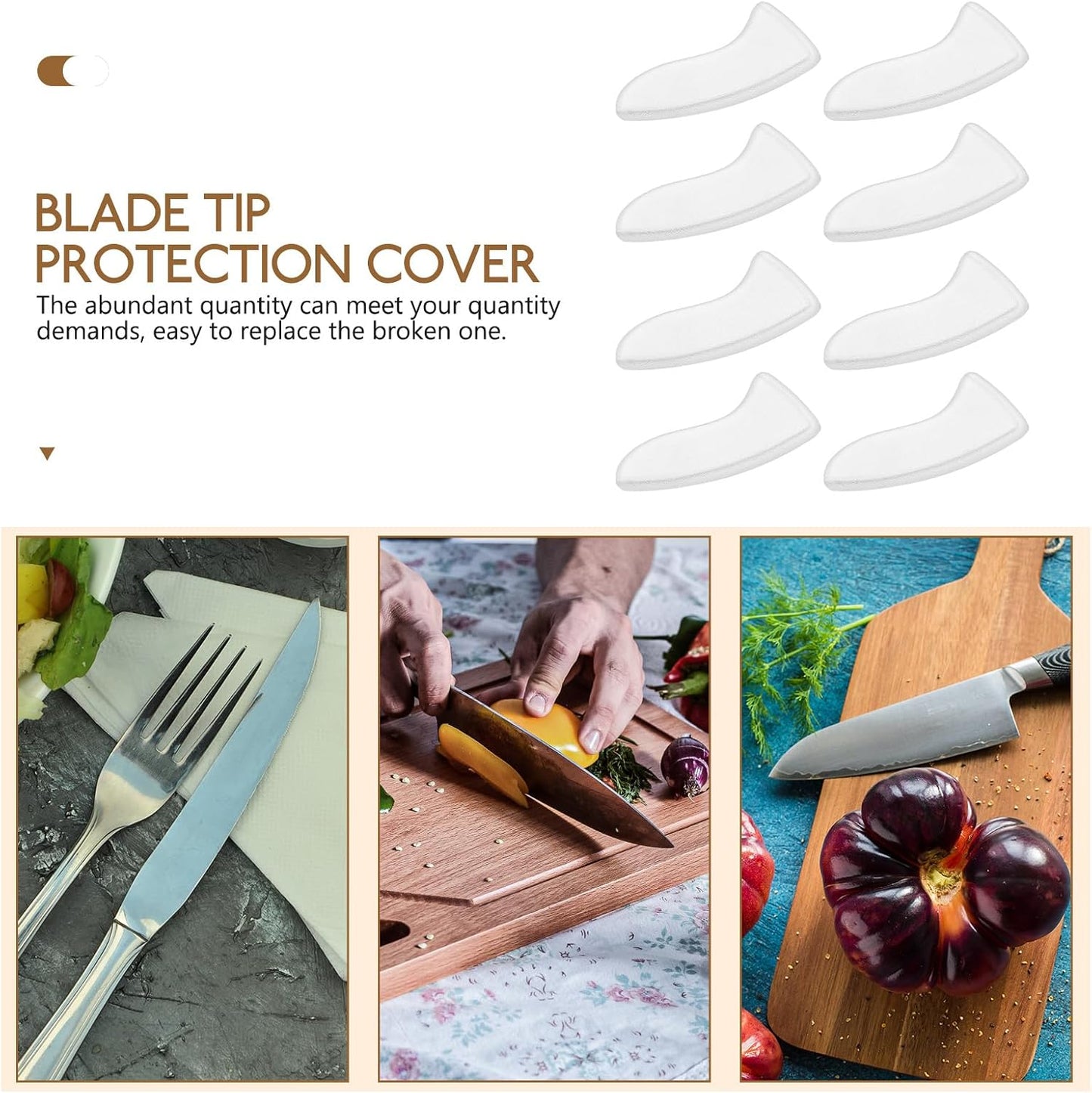 Knife Tip Protective Covers 250 Pack Transparent Cutter Tip Sleeves Lightweight Scratch-Resistant Guards for Kitchen Blade Safety and Storage