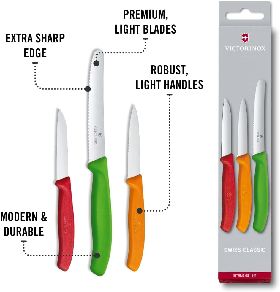 Swiss Classic Multicolored 3-Piece Paring Knife Set