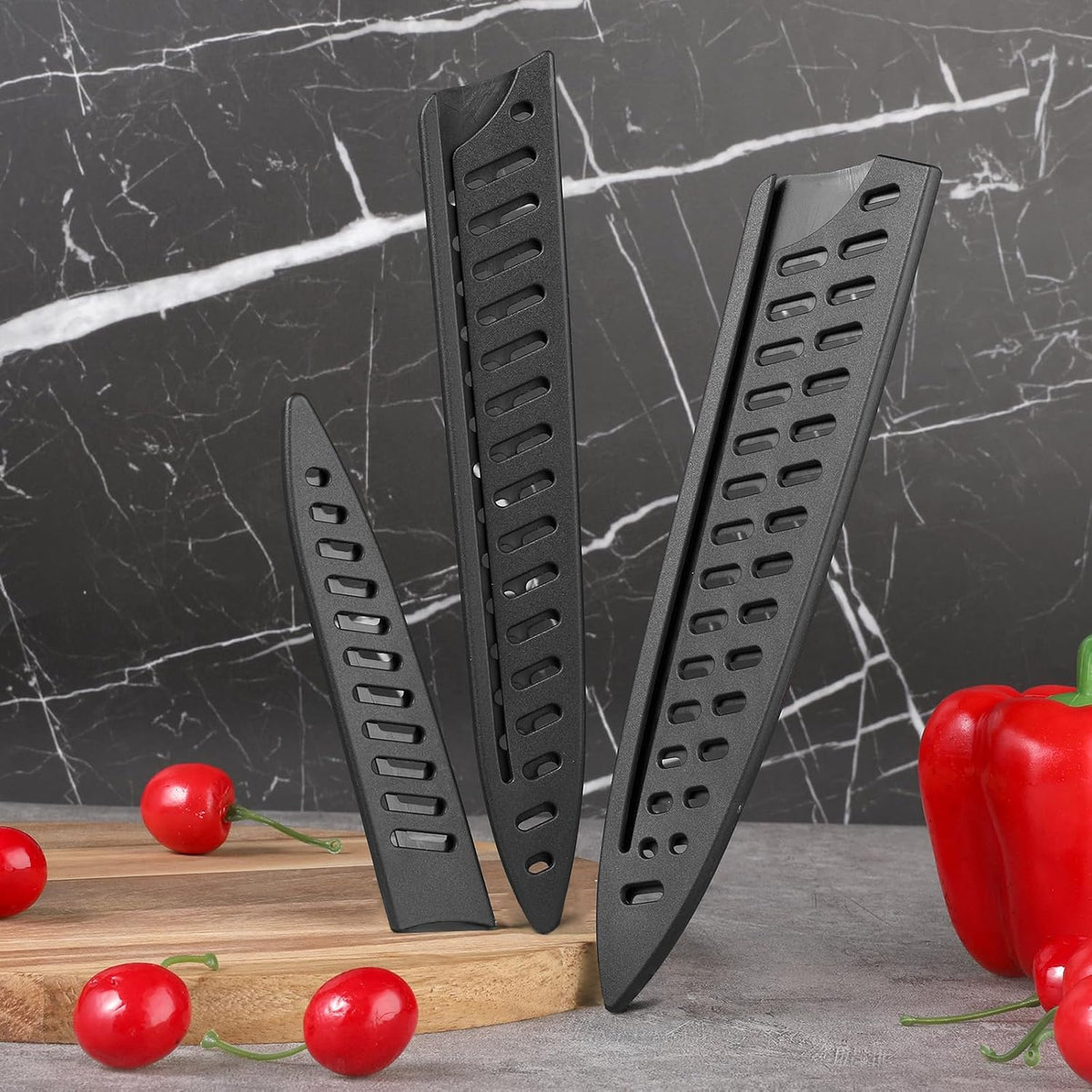 5 Pieces Knife Sheath Kitchen Safety Knife Covers or Sleeves Universal Plastic Knife Guards Set Blade Protector for 10'' 8'' 5'' 3.5'' Chef Bread Utility Knife