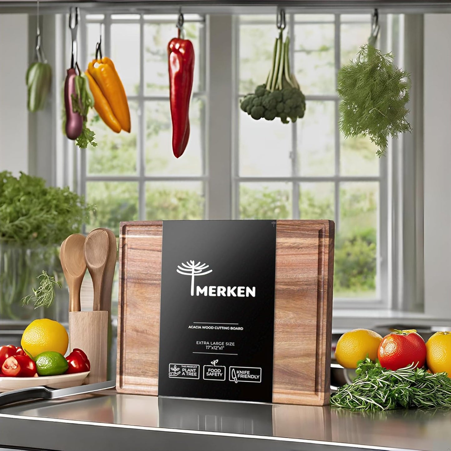 Walnut Wood Cutting Board – 17"x13" Butcher Block – Reversible Chopping Board with Juice Groove – For Meat, Cheese, Veggies, Charcuterie – Knife Friendly Kitchen Essential