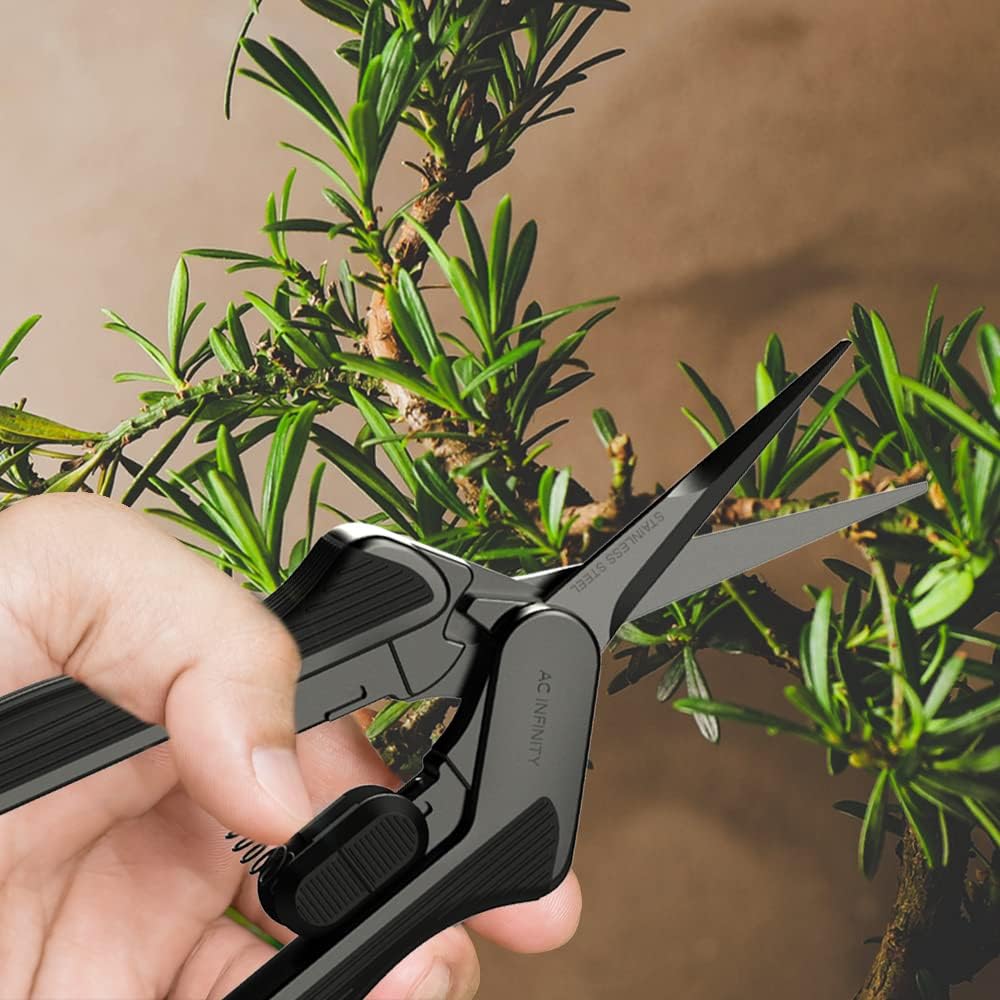 6.6” Stainless Steel Pruning Shear, Lightweight Ergonomic Design, Straight Precision Blades with Nonstick Teflon Coating for Gardening, Hydroponics, Grow Tents
