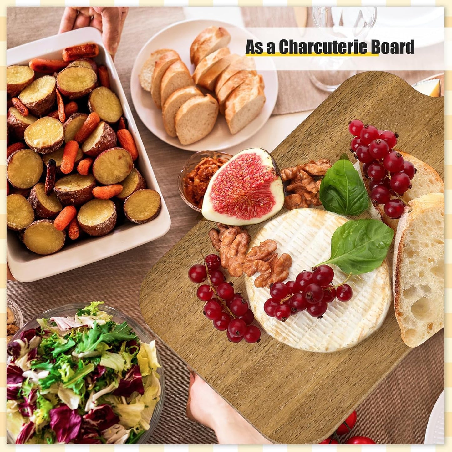 6 Pcs Thicken Cutting Board Bulk Wood Board for Chopping Serving Charcuterie Material for Laser Engraving Mother' Day Wedding Housewarming Gift(Acacia)