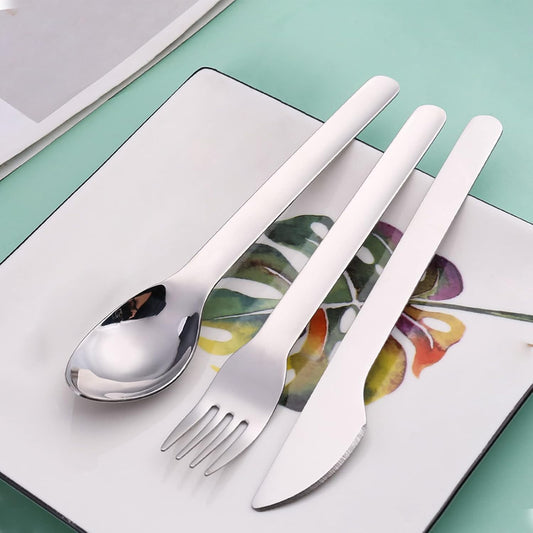 3-Piece Portable Flatware Set Pocket Utensils Set 18/8 Stainless Steel Fork Spoon Knife Set with Case for Lunch Travel Camping School Work Picnics (Grey)