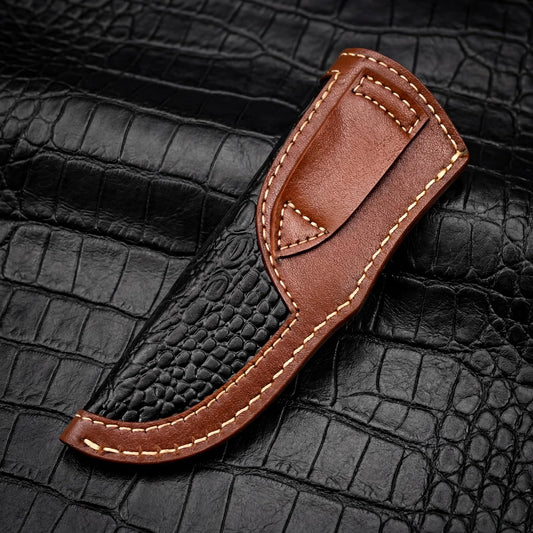 Custom Premium Quality Leather Sheath, Tooled Crocodile Leather Sheath, Hunting Knife Sheath, Universal Knife Sheath, Fit up to 8.0" Blade, 100% Real Laether (Crocodile Leather, 9.0" Inches)