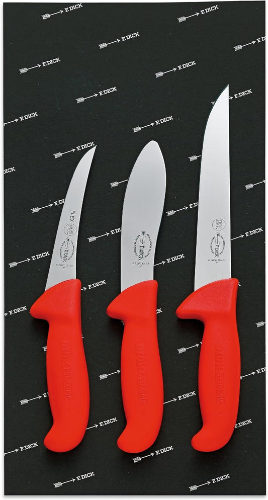– ErgoGrip Knife Set - 3 piece hunting knife set consisting of boning knife, skinning knife & cut-off knife - Ideal for hunters - NSF Certified - High carbon - Ultra sharp - Made in Germany