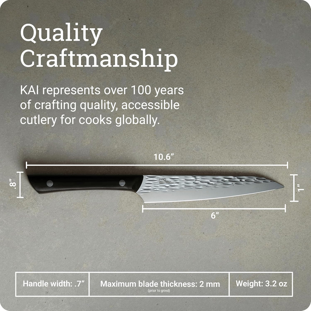 PRO 7" Santoku Knife | Hand Sharpened All Purpose Knife, Japanese AUS6M Stainless Steel Blade, Full-Tang POM Handle