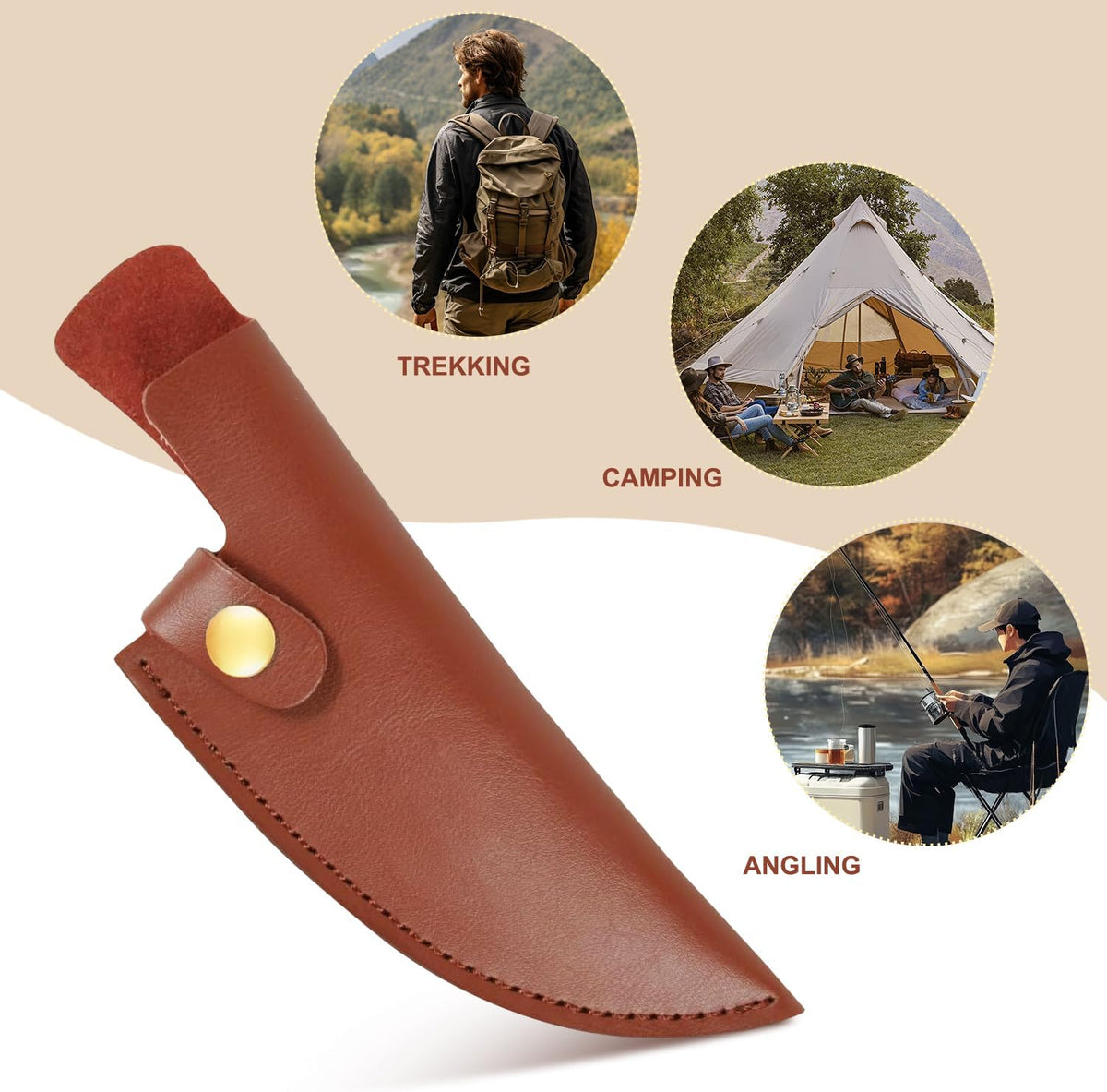 2Pcs Leather Knife Sheath, PU Leather Knives Edge Guards for 6 Inch Boning Knife Leather Knives Scabbard Cleaver Blade Protector with Belt Loop Good for Protect Fixed Blade & Carry Out