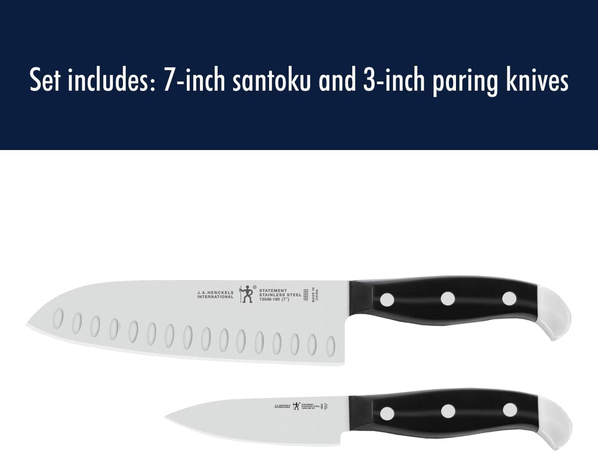 Statement Razor-Sharp 2-pc Knife Set, Santoku Knife 7 Inch, Paring Knife, German Engineered Informed by 100+ Years of Mastery