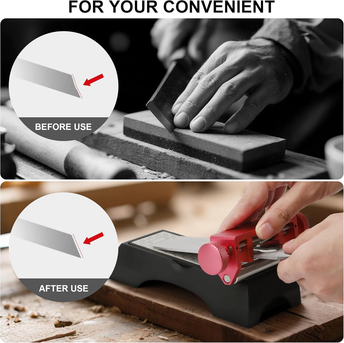 Chisel Sharpening Jig, Honing Guide for Woodworking Chisels and Planes Width 0.1" to 2.8", Metal Chisel Sharpening Kit with Angle Fixture and Angle Gague, Red Pink