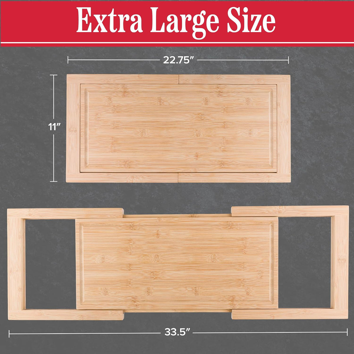 2 in 1 Cutting Board with Strainer, Natural, 13.2” x 11.5” | Adjustable Bamboo Chopping Board with Removable Stainless Steel Colander for Over the Sink