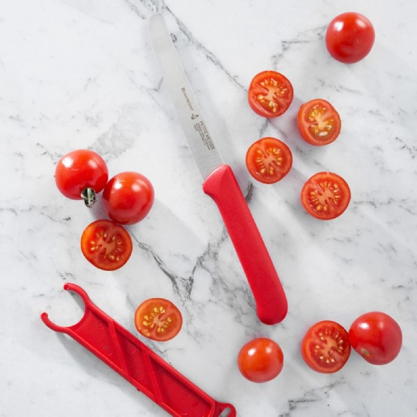 4.5” Serrated Tomato Knife with Matching Sheath, Black - German 1.4116 Steel Alloy - Rust Resistant & Easy to Maintain - Handcrafted in Santa Catarina, Portugal