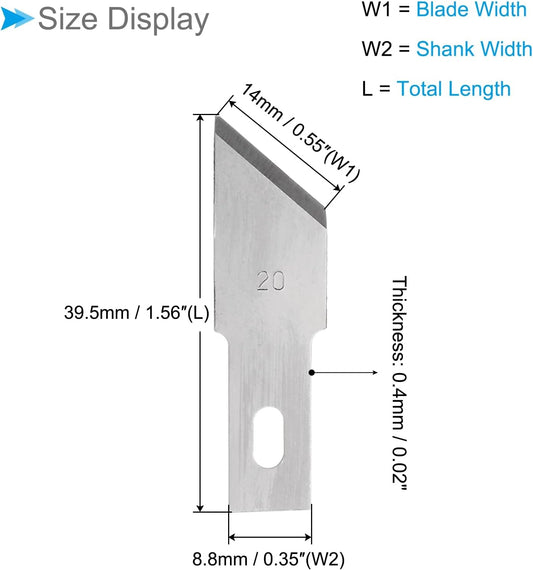 Craft Hobby Blades, #20 Manganese Steel Replacement Cutting Carving Blade Refill Hobby Knife Blades Set with Storage Case - (Applications: for Art Scrapbooking DIY), 40-Pieces
