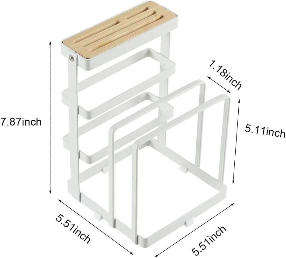 Knife Holder, Caliamary Kitchen Cabinet Knife Holder without Knives, Universal Metal Knife Block Cutting Board Organizer, Kitchen Storage Organizer. (White)