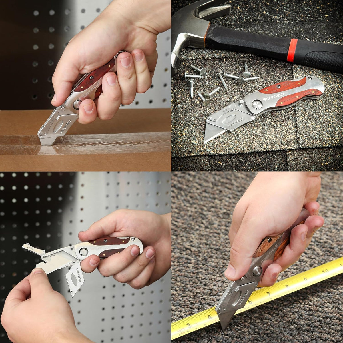 12115 Folding Utility Knife with Premium Hardwood Handle Design
