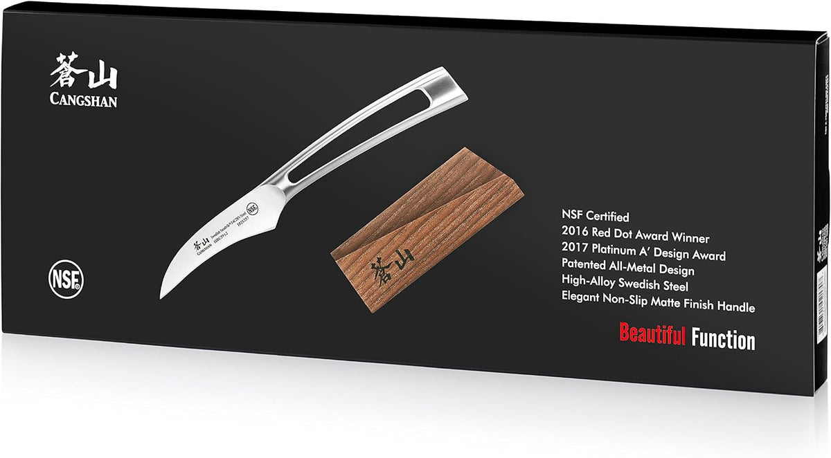 Cangshan TN1 Series 1021707 Swedish 14C28N Steel Forged 2.75-Inch Peeling Knife and Wood Sheath Set