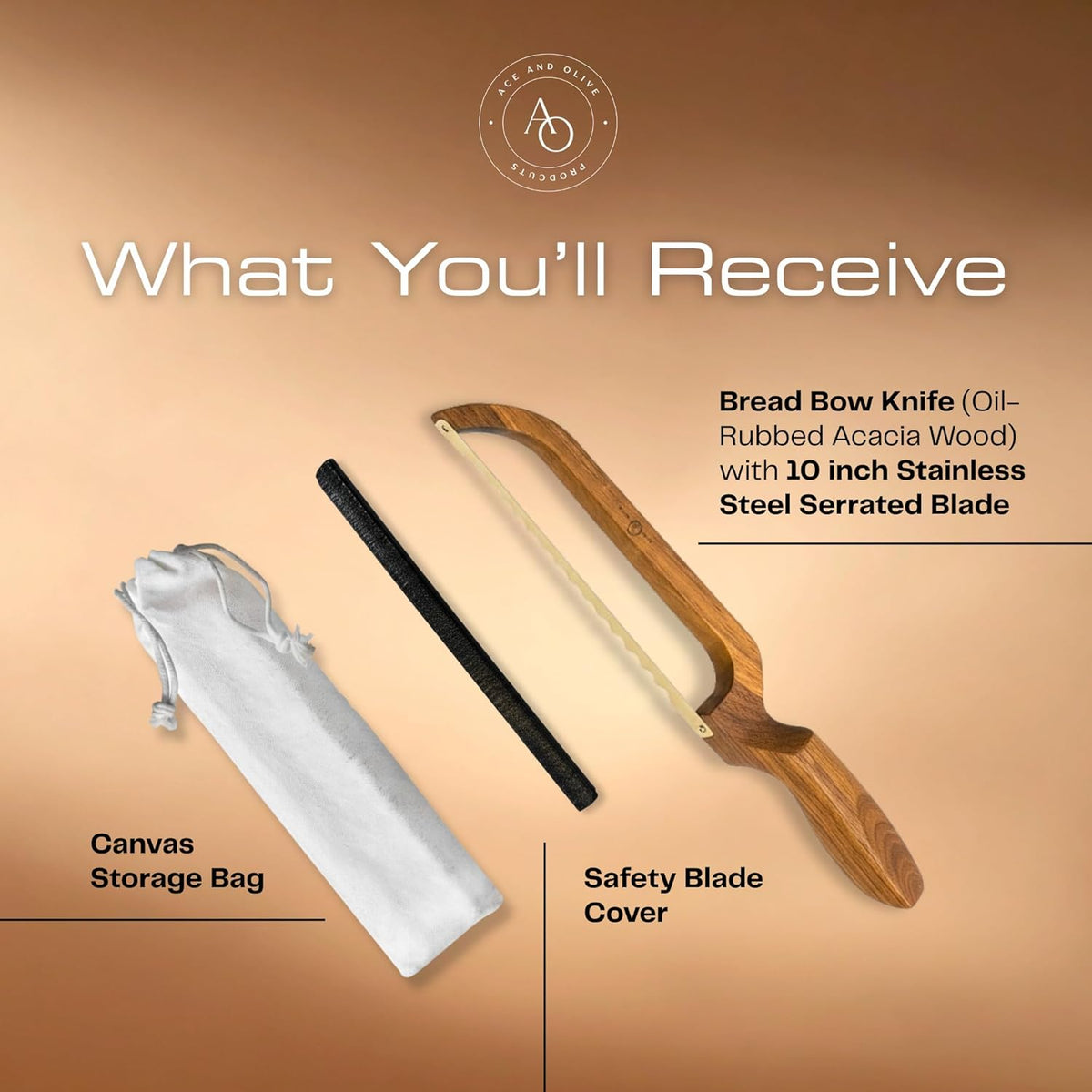 Bread Bow Knife for Homemade Bread Smooth Fiddle Bow Sourdough Cutter with Serrated Blade & Acacia Handle Slice Artisan Loaves Like a Pro