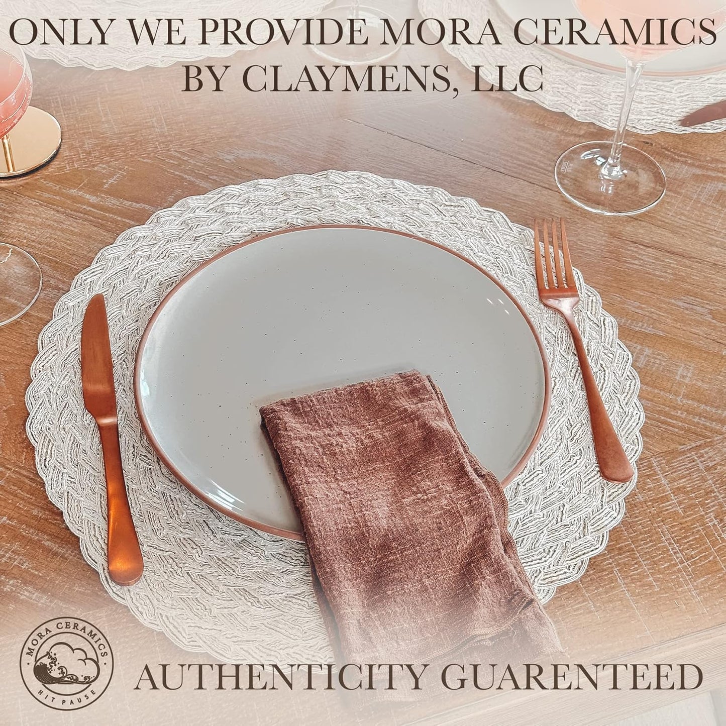 Ceramic Dinner Plates Set of 6, 10 inch Dish Set - Microwave, Oven, and Dishwasher Safe, Scratch Resistant, Modern Rustic Dinnerware- Kitchen Porcelain Serving Dishes - Vanilla White