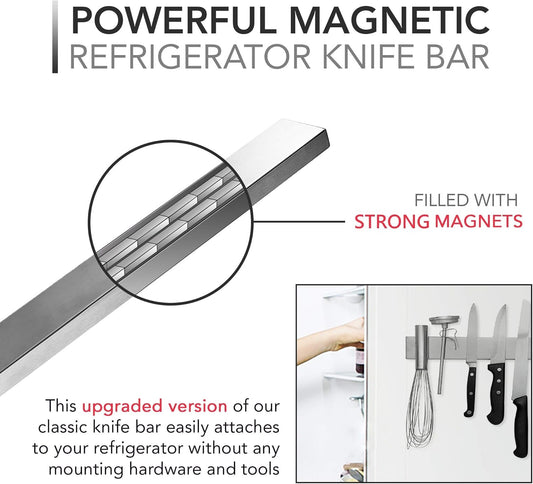 12 Inch Magnetic Knife Holder for Refrigerator, Magnetic Knife Holders for Fridge or Kitchen Wall No Drilling, Magnet Strips for Knives & Metal Utensils, Tool Rack, Stainless Steel