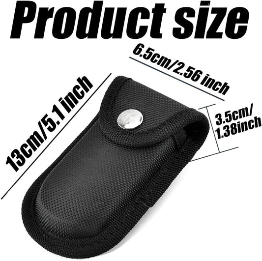 2Pcs Nylon Pocket Knife Sheath, Folding Knife Belt Sheath with Belt Loop, 4.3 Inch Multitool Case, Black