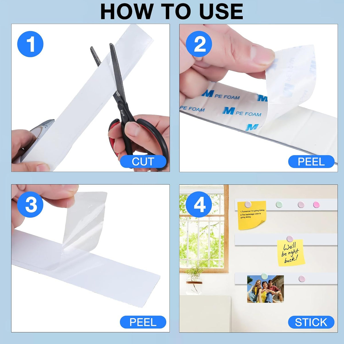 Bendable Adhesive Metal Strip for Magnets, (1 inch Wide X 15 ft Long) Flexible White Metal Tape Roll, White Ferrous Tape Stick on Wall to Hold Magnetic Products