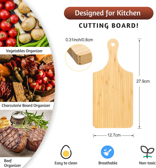 12 Pcs Bulk Wood Cutting Board with Handle Cutting Board for Laser Engraving, 11" x 5" Bamboo Serving Trays Charcuterie Trays for Customized Wedding Housewarming Mom Christmas Gift Party Favor