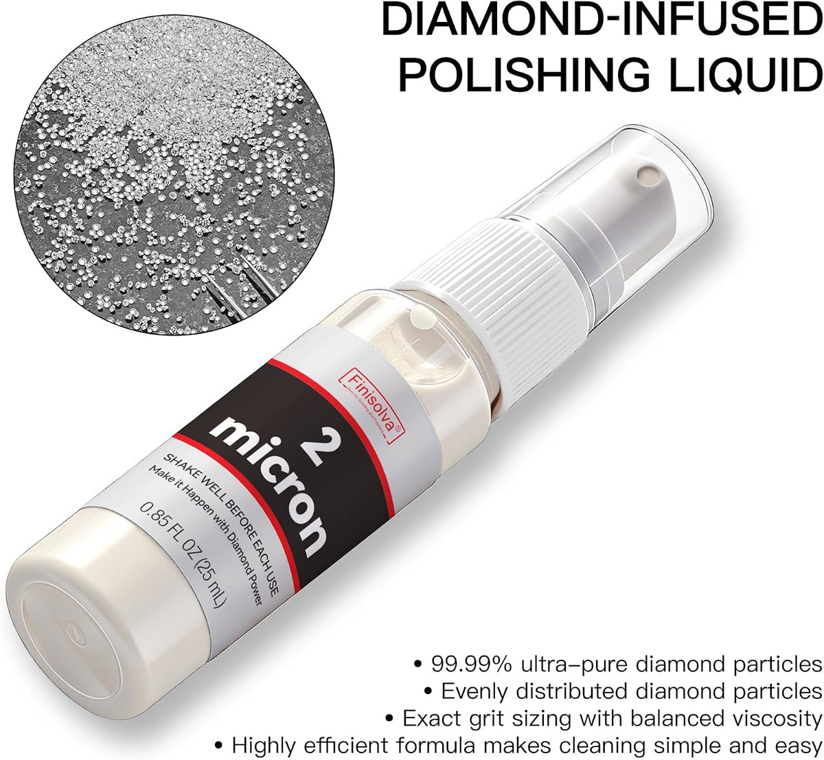 1 Micron Diamond Emulsion, Diamond Stropping Compound for Knife Sharpening | 0.85 Fl OZ/25 ML Suspension for Leather Strops, Wool Pads & Polishing Cloths; Polishes Tools, Metal, Glass, Ceramic & Stone