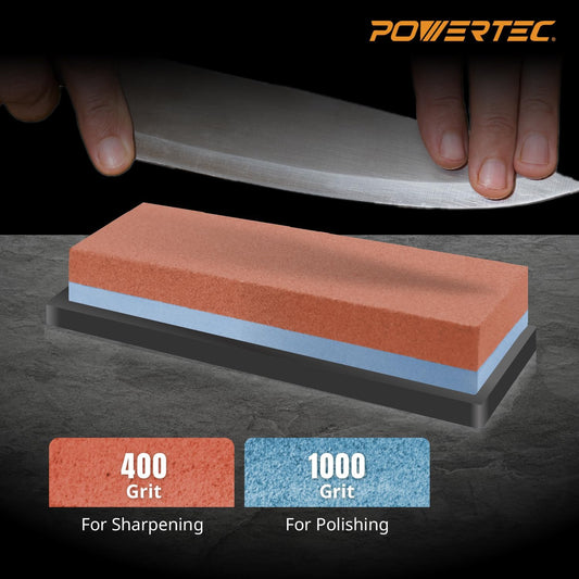 Whetstone Knife Sharpening Stone – Dual Grit 400/1000 Water Stone with Non-Slip Rubber Base for Sharpening Kitchen Knives, Razors, Chisels, Scissors, Axe, Hatchet (71915)