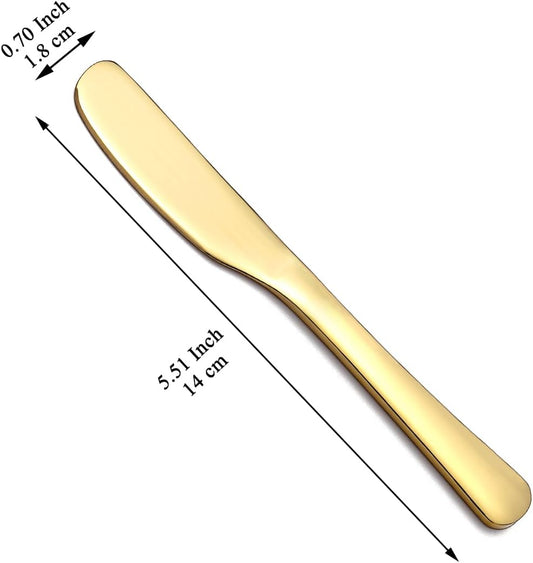 Butter Knife Spreader 4 Pcs, Stainless Steel Butter Knives With Titanium Gold, Colorful, Rose Gold, Restaurant-Grade, Smooth Rounded Edge for Butter, Cream Cheese, Appetizers, Jam & Spreads