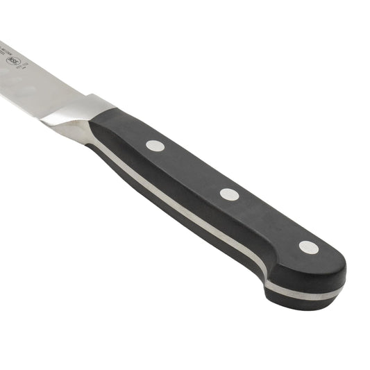 10" Fish/Roast Slicer w/Granton Edge, Triple Riveted, Full Tang Forged Blade
