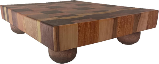 Raised Butcher Block Cutting Board -beautiful gorgeous Cherry Beech Poplar Walnut Maple hardwood-2" thick X 13 1/2" wide X 17 1/2" long Chopping Block Butcher Blocks Cutting Board -End Grain hardwood