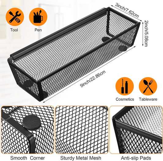 10 Pack 10 Pack Mesh Silverware Drawer Organizer, 9 x 3 x 2 Inch Utensil Organizer Countertop with Interlocking Design, Kitchen Drawer Storage Trays for Forks, Spoons, Knives, Gadgets
