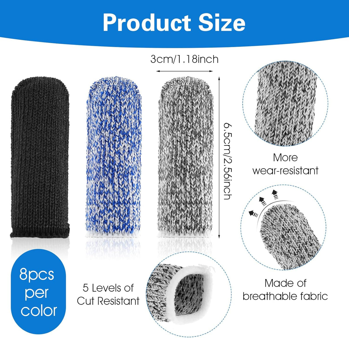 24Pcs Finger Cots Cut Resistant Finger Protectors Thumb Protector Finger Gloves Finger Sleeve Protectors for Garden, Kitchen, Work, Sculpture