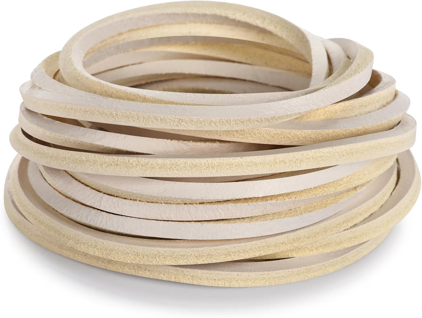 TeeLiy 3MM Flat Genuine Leather Cord - Natural Leather Lacing - Strip Cord Braiding String for Jewelry Making Shoe Lace Braided Bracelets Necklaces Handbags Knife Sheaths Veg Tan Greystone (5Yards)