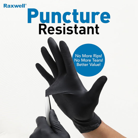 Disposable Nitrile Gloves - Food Grade Heavy-Duty Puncture Resistant Black Gloves for Cooking & Food Service