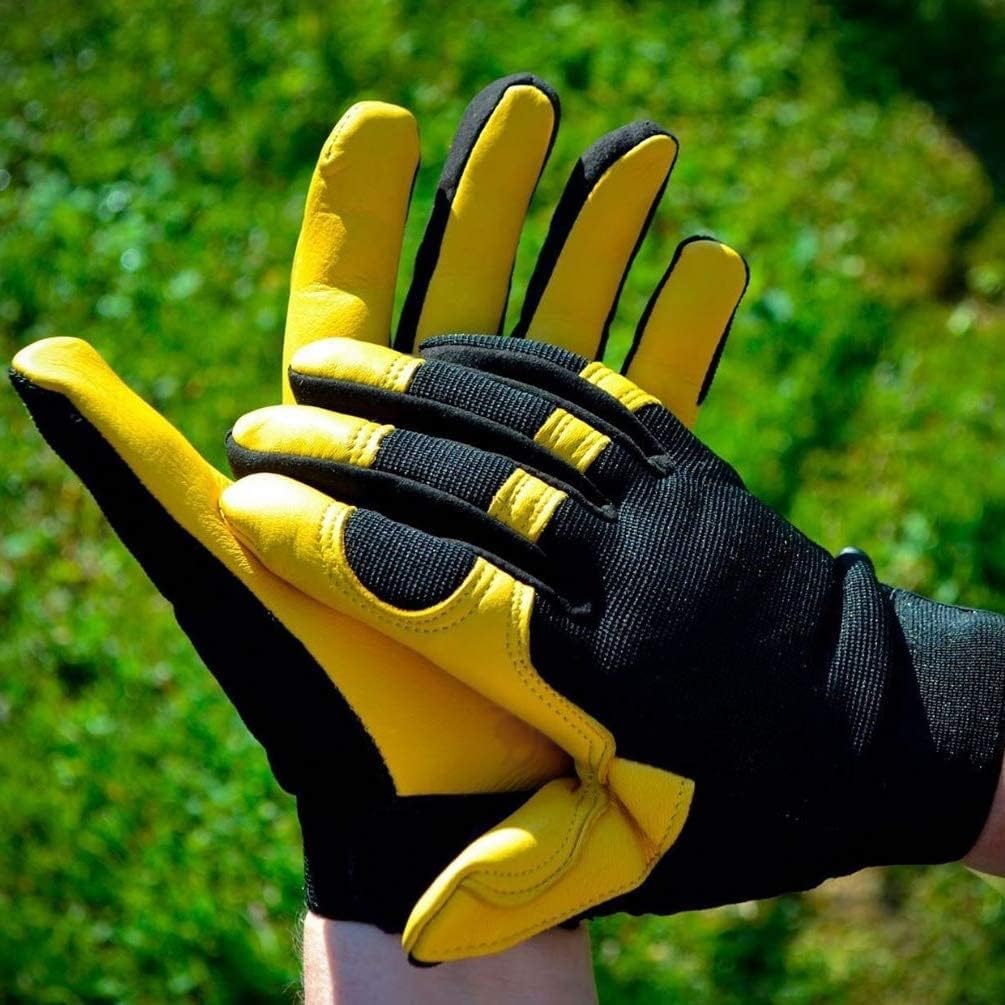 Gardening Thorn-Proof Working Gloves with Touch Screen Support, Thick Leather, Heavy-Duty Safety Gloves for Garden