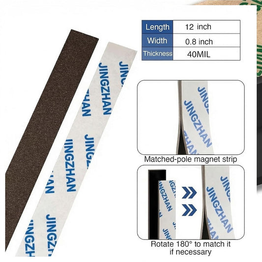 Heavy Duty Magnetic Tape with Adhesive - 12" x 0.8" Strong NdFeB Magnetic Strips (3 Pack), Flexible & Cuttable for Tools, Whiteboard, Fridge, Garage, DIY Projects