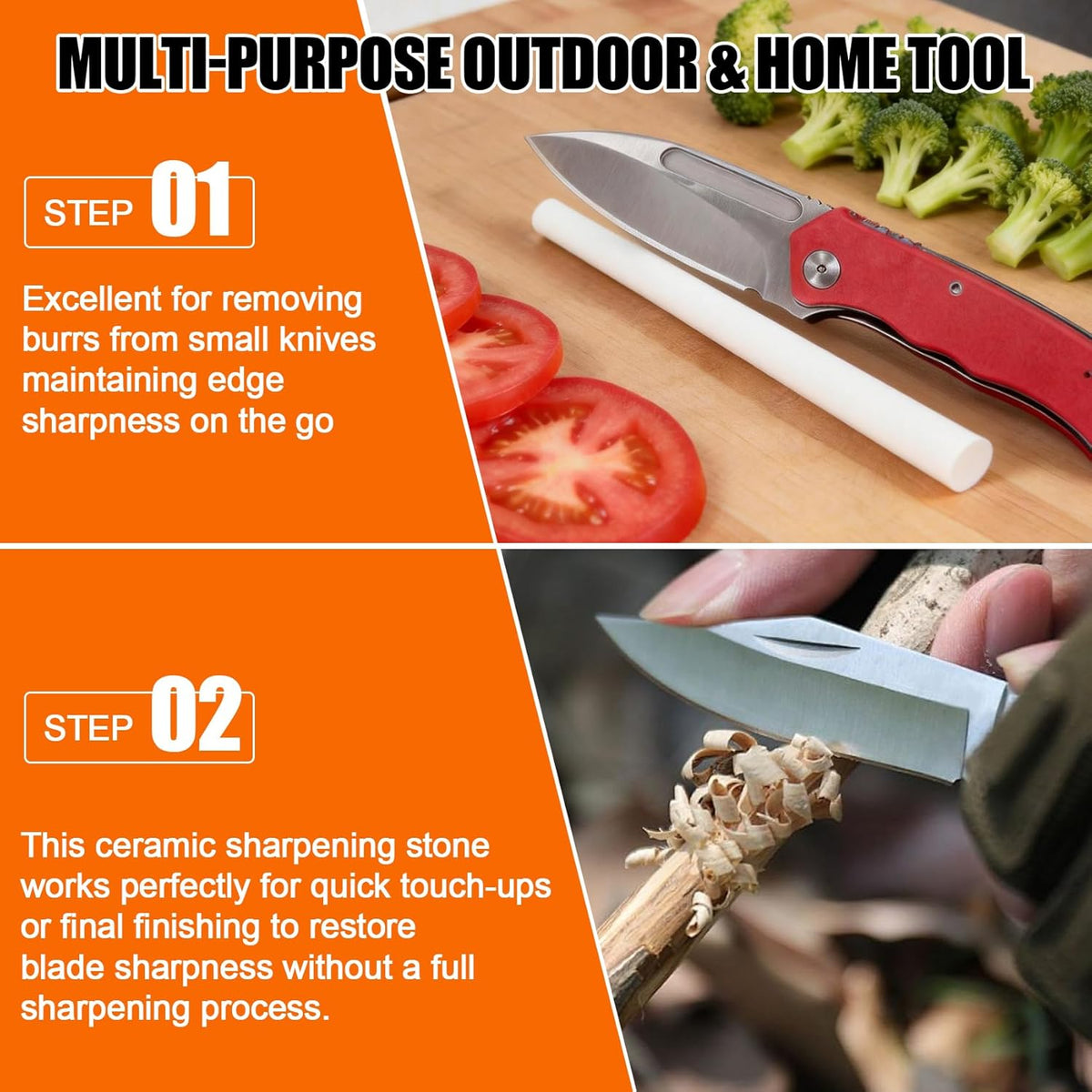 4.5" Sharpeners Ceramic Rod Without Handle, Pocket Knife Sharpener | ,Cylindrical Sharpening Stone Whetstone, Ceramic Honing Rod,for Kitchen Knives, Pocket Knives, Scissors