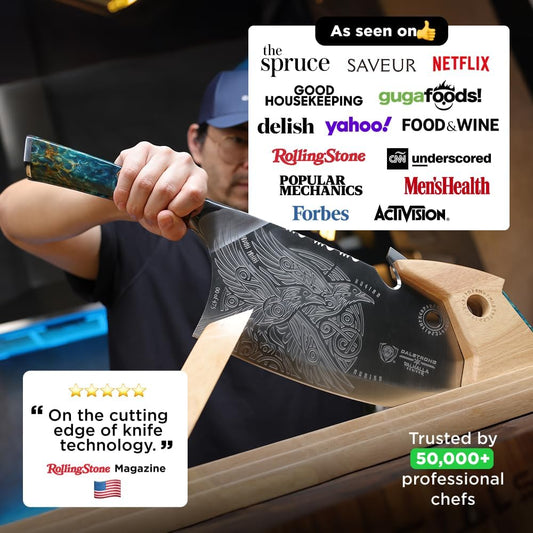 11.5" Cleaver — Limited Edition, Wood Stand — 7CR17MOV Steel — For Heavy Butchering & Counter Display — Resin Handle, Valhalla Obliterator XL, customer support