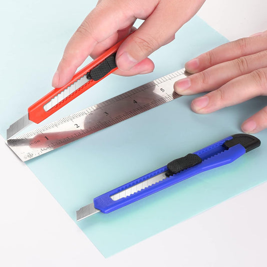 24Pack Box Cutters (9MM Wide Blade Cutter) Utility Knife Box Cutter Retractable, Compact, Extended Use for Heavy Duty Office, Home, Arts Crafts, Hobby(Mix)
