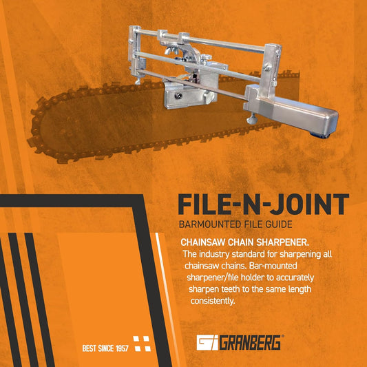 Chainsaw Sharpener, G106B, File-N-Joint Bar Mounted Guide System | Cast Aluminum, Zinc Plated Steel, Adjustable Bar Mount Setup, 1.1 lb Portable Hand Tool, Files Not Included, Videos Available