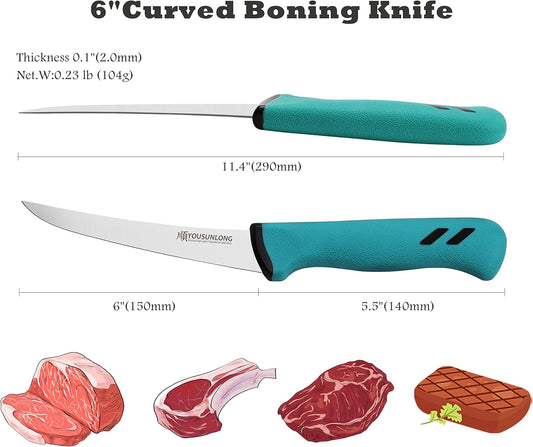 Curved Boning Knife 6"(152mm) - High-carbon molybdenum steel blade - Butcher's Kitchen Boning Knife - Ergonomic & non-slip handle