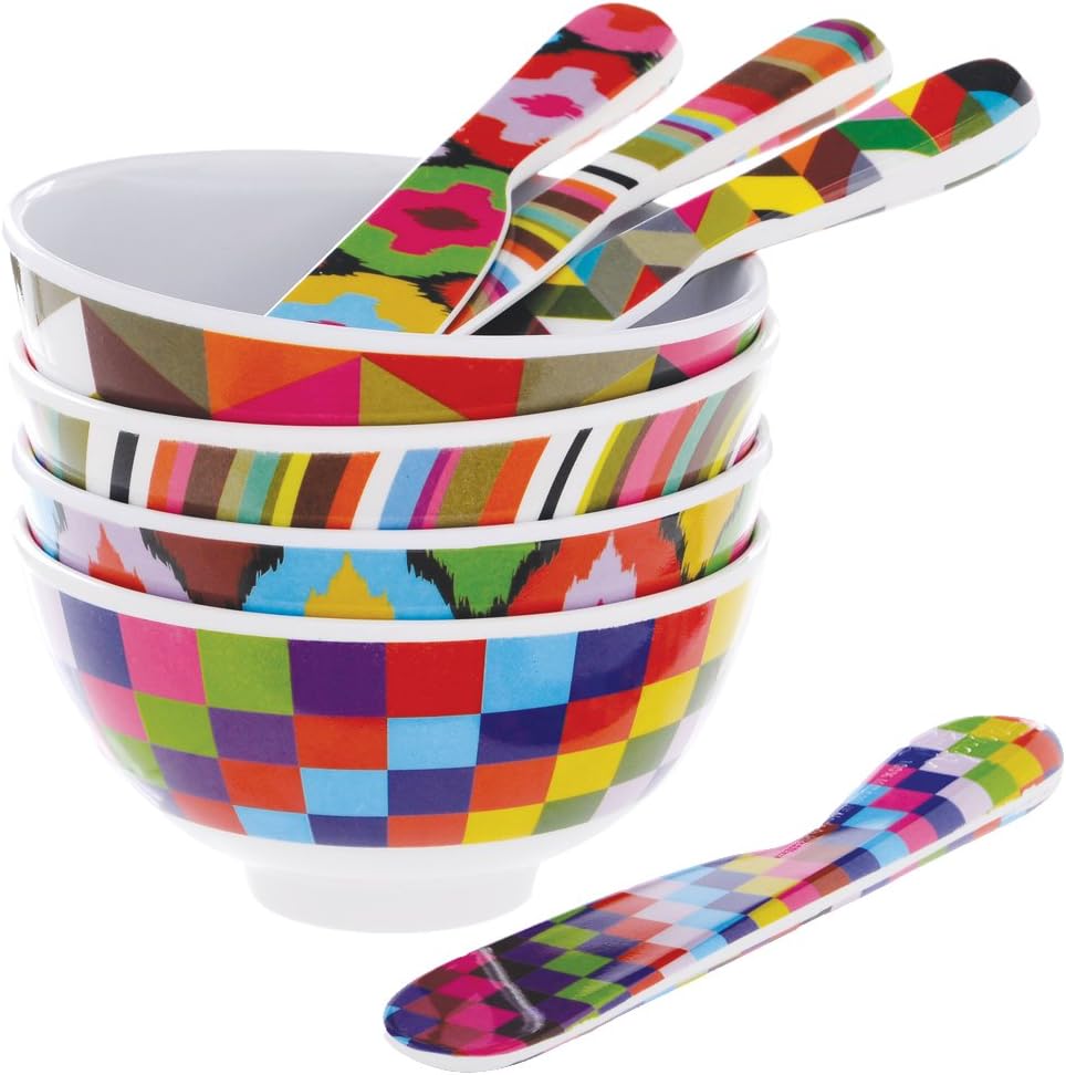 6" Melamine Butter Spreader 4-Piece Set-Designer Fun Vibrant Colorful Knives for Cream Cheese, Jam, Jelly, Mayo, Frosting, Sandwich-Shatterproof BPA Free Dishwasher Safe, 6-inch, Floral