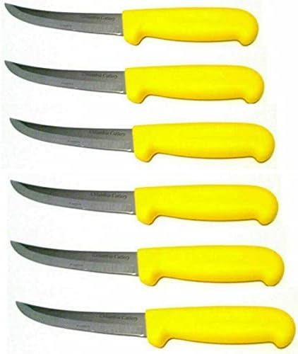 Columbia Cutlery 6 in. Yellow Boning/Fillet Knife - Curved & Stiff (Single Boning Knife)
