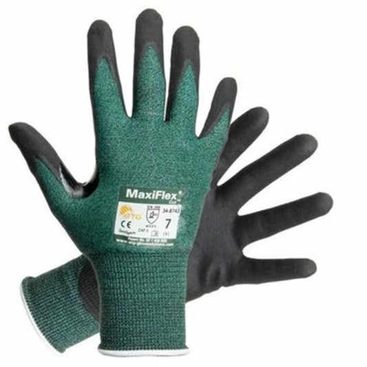 Cut 34-8743 Cut Resistant Nitrile Coated Work Gloves with Green Knit Shell and Premium Nitrile Coated Micro-Foam Grip on Palm & Fingers