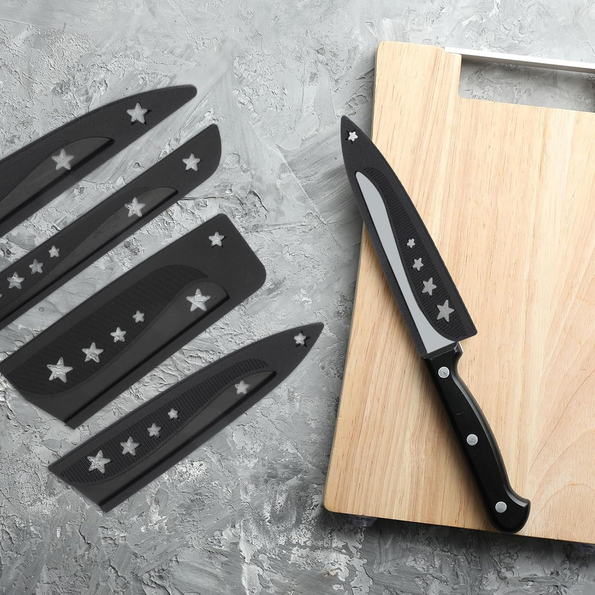 Plastic Safety Knife Cover Sleeves for 5" Paring Knife, 5 Pack Knife Blade Guard Protector Universal Kitchen Knife Sheath for Kitchen Bar, Black