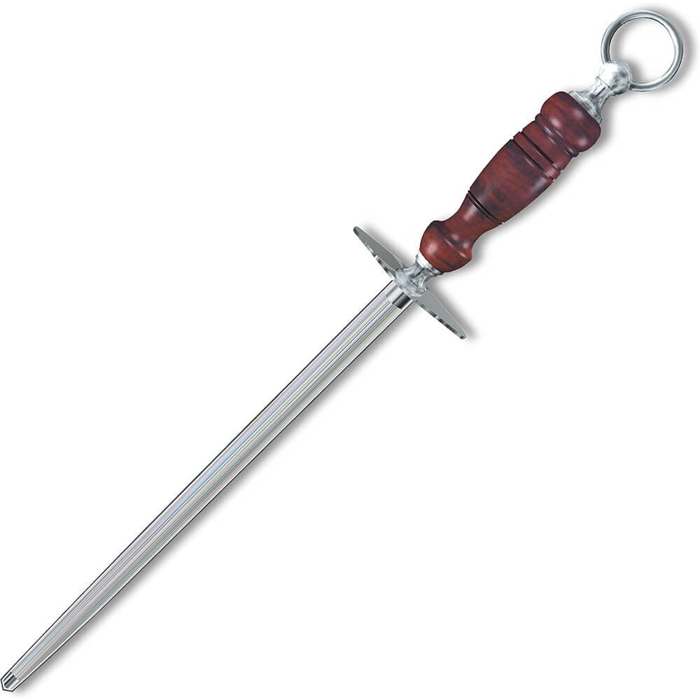 Honing Steel 12-Inch Round Fine Cut, Dark Wood Handle